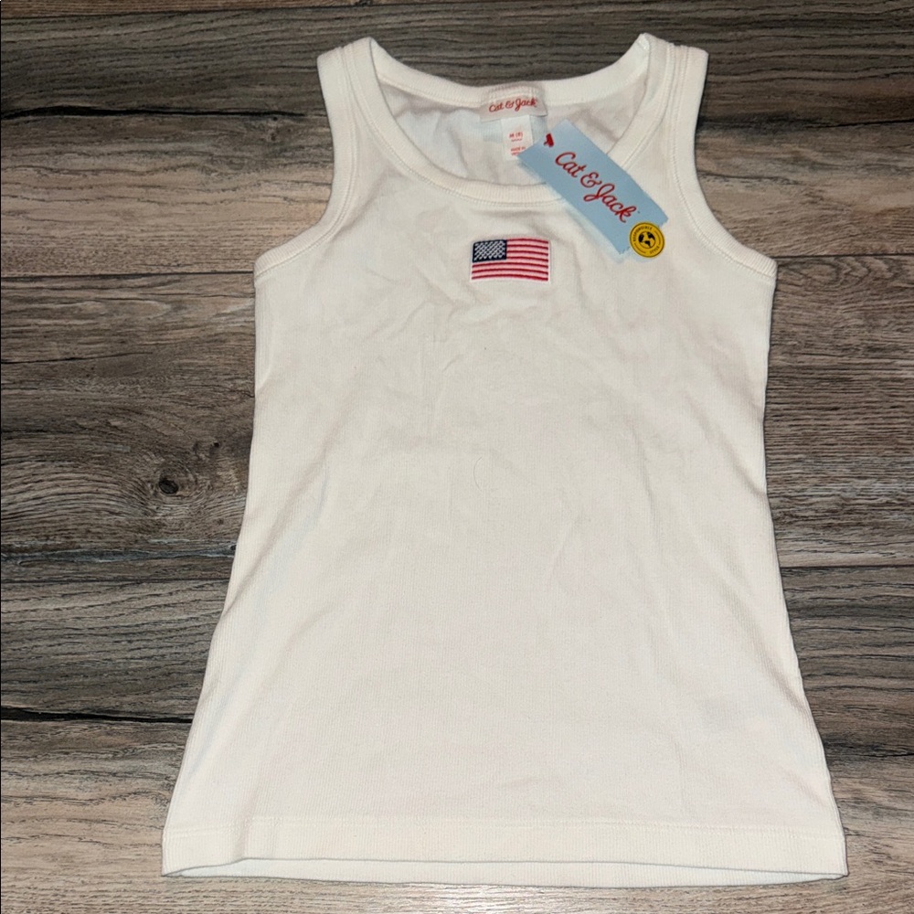 Cat & Jack White Tank Top with Flag Patch